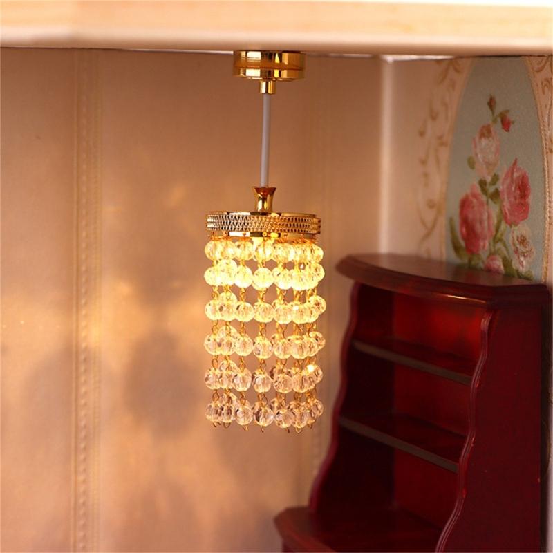 Miniature Hanging Ceiling Lamp For Doll House Rooms Energy Efficient LED Bulbs Easy Assembly Decorative Display Furniture