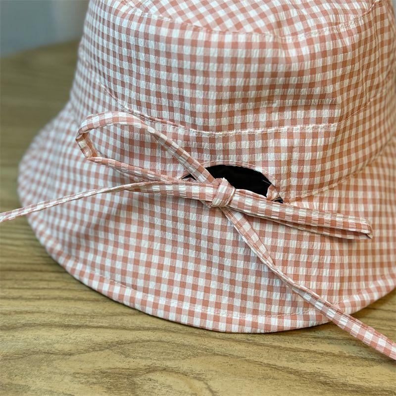 Sweet Green Plaid Bucket Hat Women's Basin Hat Large Brim Sunscreen Bucket Hat