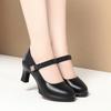 Cheongsam show high heels black model catwalk show thick heel waterproof table one-word buckle shallow mouth women's shoes