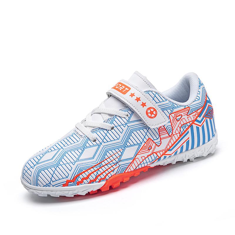 2028 Children's Soccer Shoes Low Cut TF Nail Velcro Leather Surface Boys' Girls' Training Sports