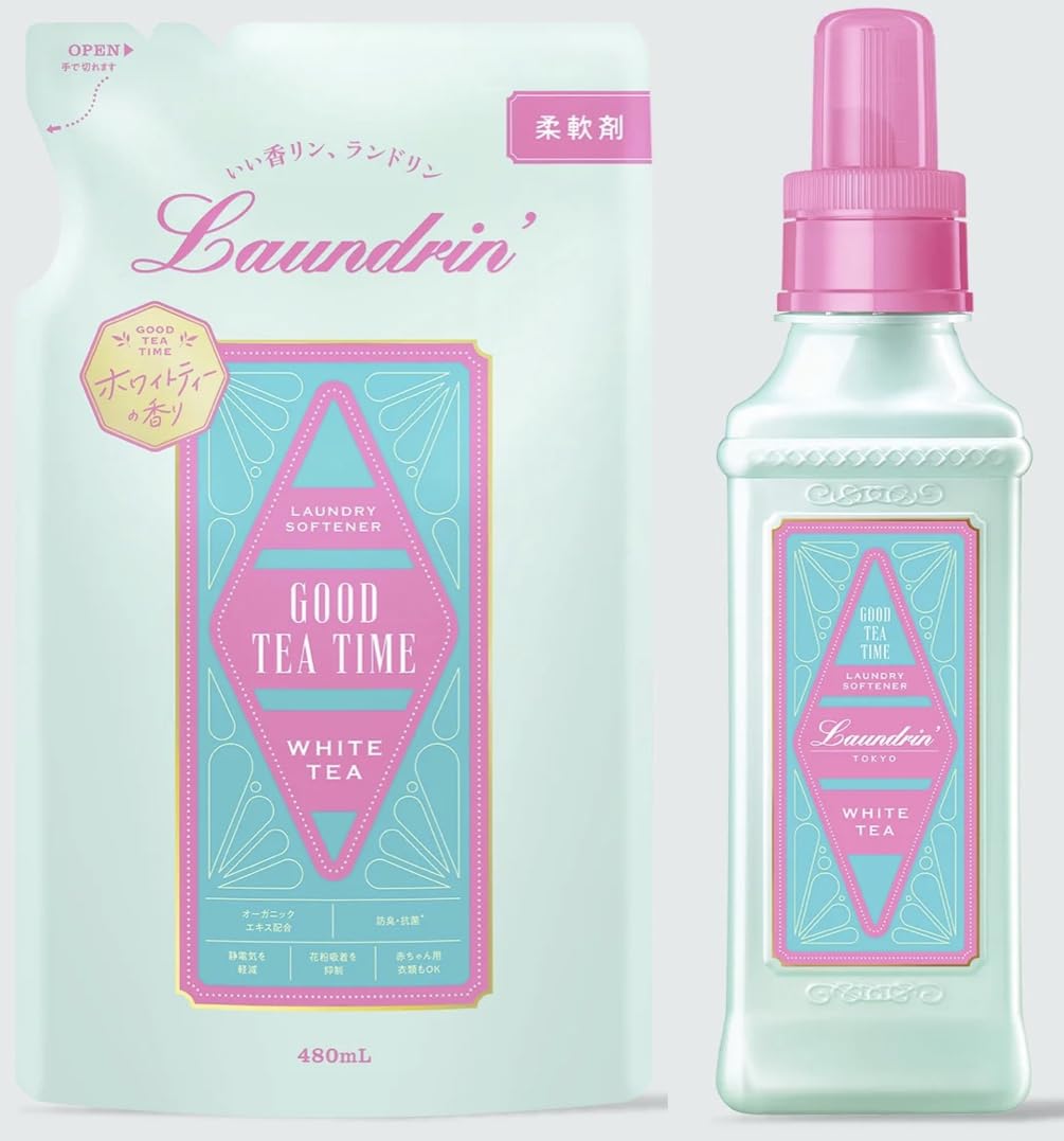 

Laundrin Fabric Softener, White Tea Scent, 600ml + 480ml Refill Set