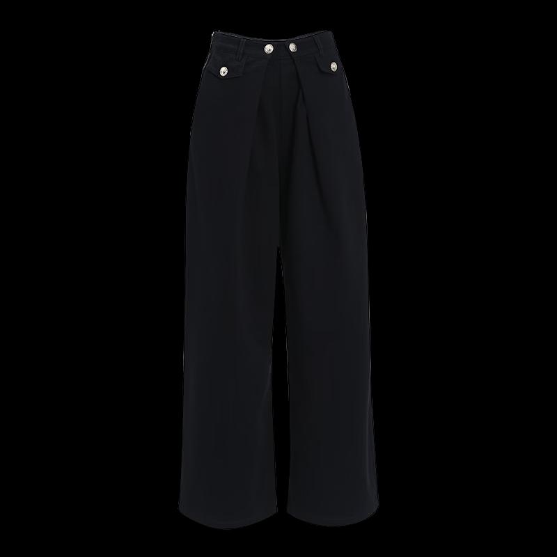 Shetu Damen locker weiter Bein Faltenbund Jeanshose