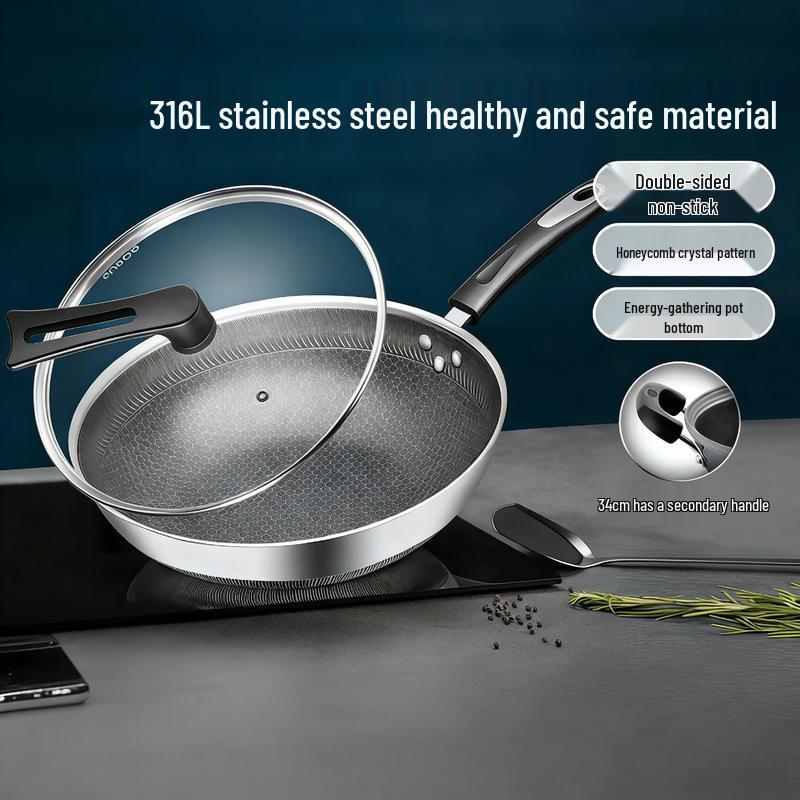 SUPOR 34cm 316L Stainless Steel Non-stick Wok