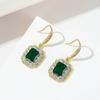 Delicate Female Earrings  Sterling SIlver Green Square AAA Zircon Emerald Earrings for Women Girls Statement  Bijoux