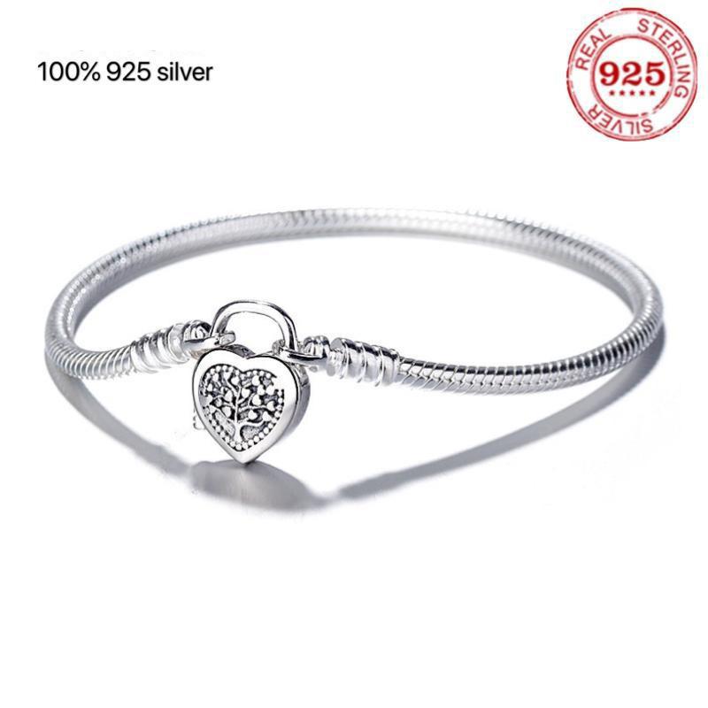 

Браслет из стерлингового серебра 925 пробы для женщин, подходит для оригинальных подвесок в виде змеи в форме сердца с любовью, ювелирных изделий 18cm