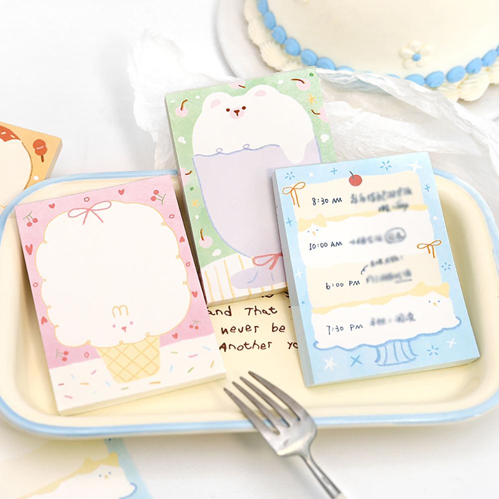 80 sheets Cute sticky notes, small animal account message material paper, student memo marker notebook
