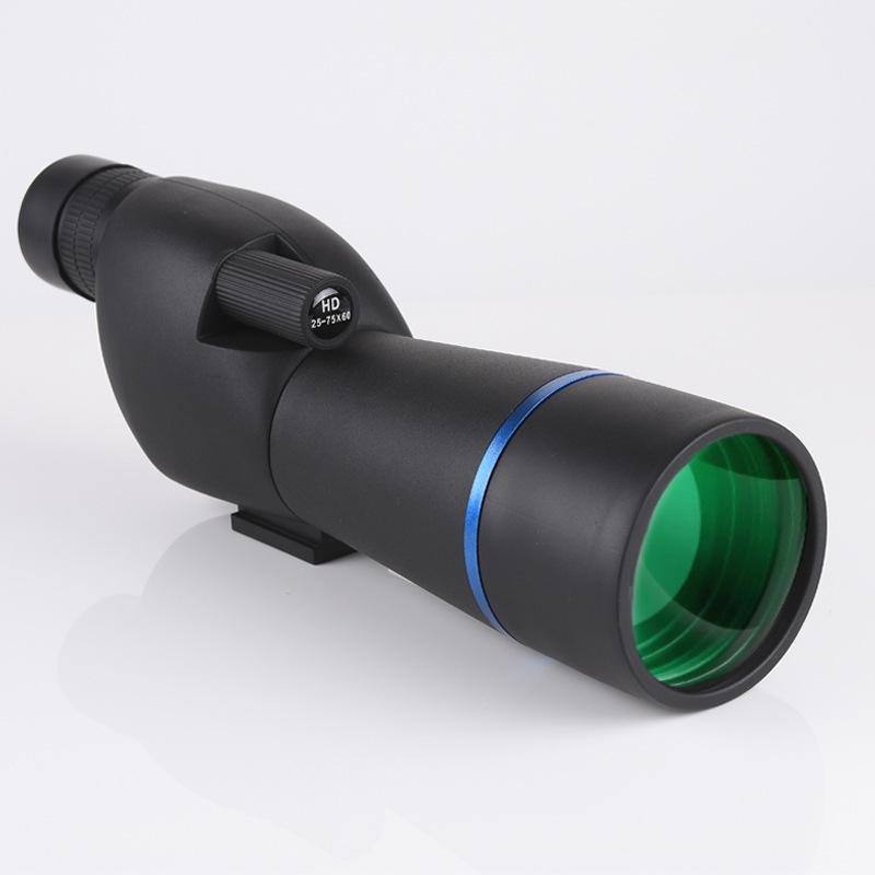 Pleasant Eye 25-75X60 HD Birdwatching Scope, High Magnification Black Telescope with Right Angle Green Film
