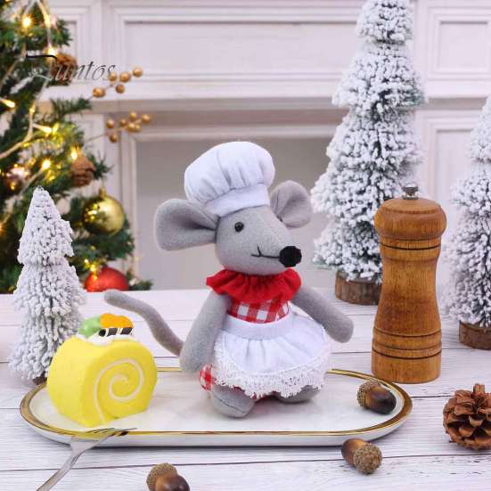 Tischdisplay-Puppe, Weihnachts-Plüschmaus-Puppe, Stofftier-Spielzeug mit Weihnachtsmannmütze, Weiches Sammlerstück, Niedliches Ornament für Weihnachts-Heimregal-Dekoration