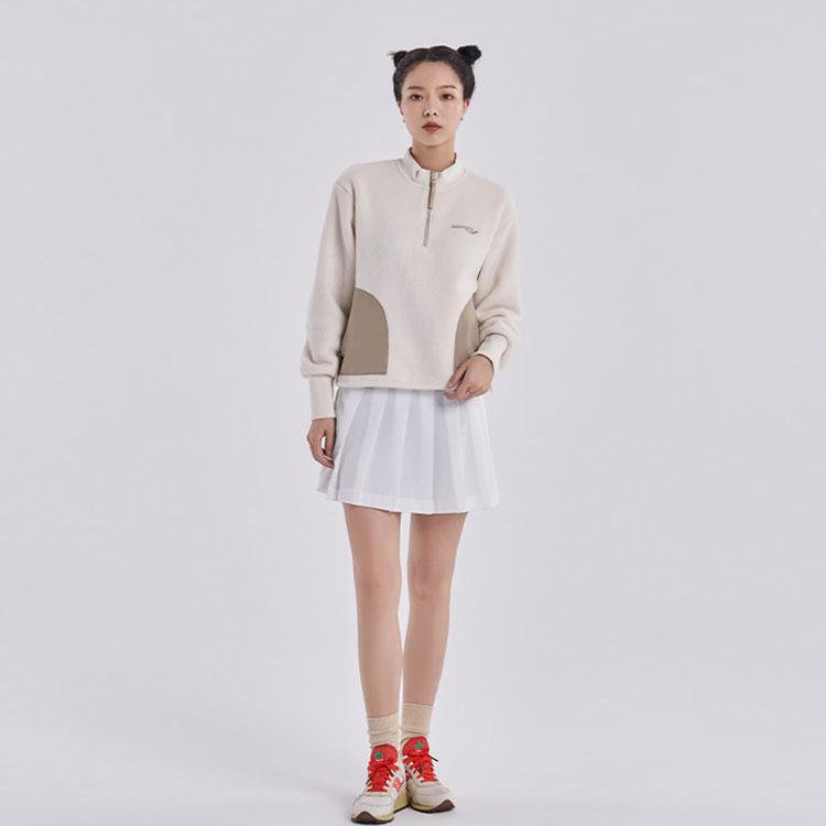 SAUCONY Casual Trendy Comfortable Fashion Warm Fleece Jacket Women Jacket Moon-White SC1220204