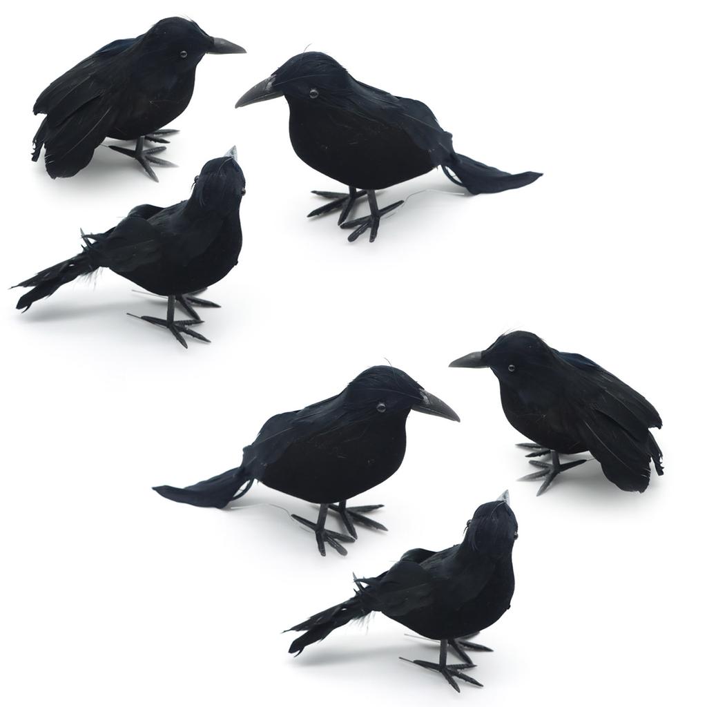136pcs Black Simulation Crow Model Halloween Hunting Decor Bird Decor Party
