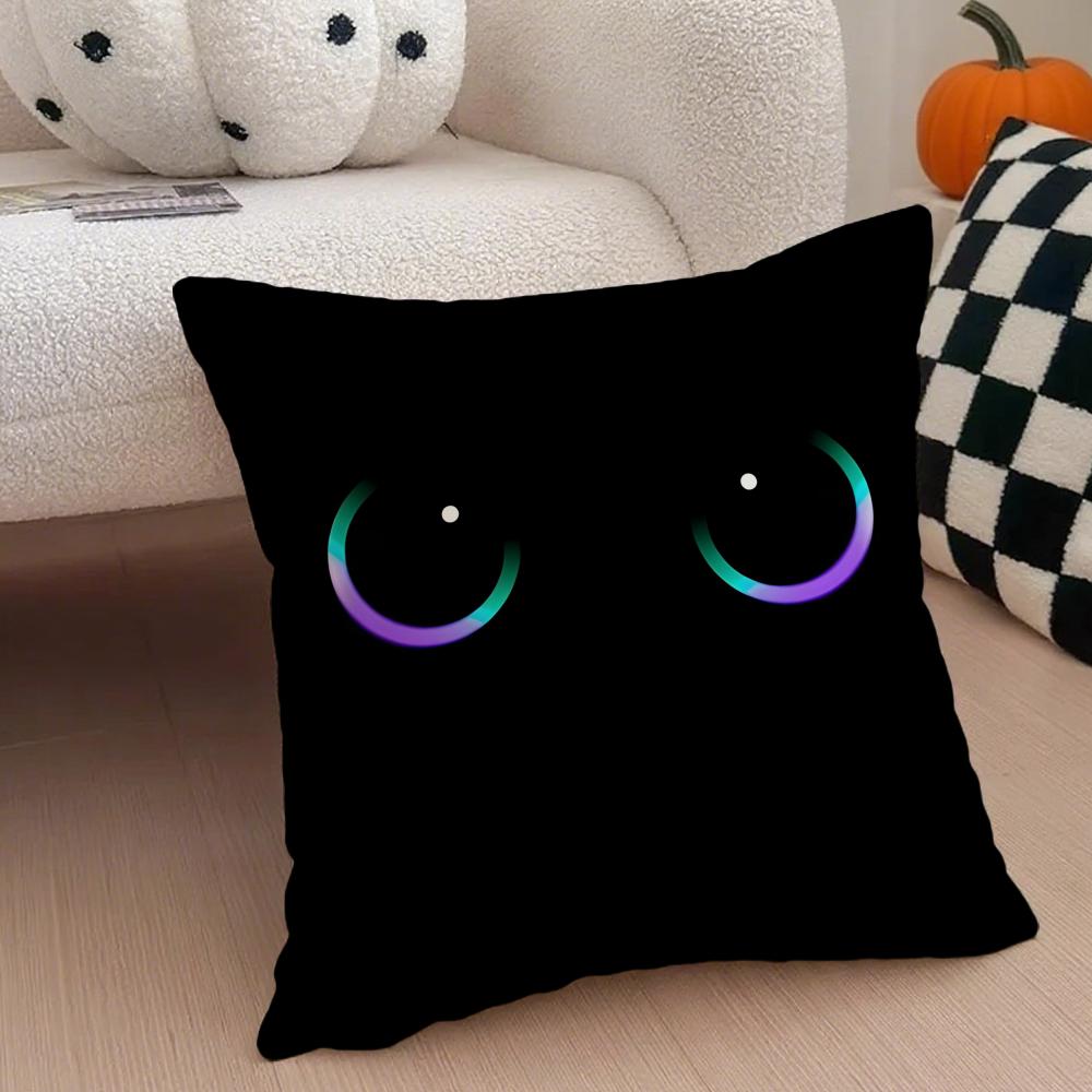 Cute Art Cat Eyes Cushion Cover Throw Pillow Cover Hidden Button Durable Polyester Chair Cushion