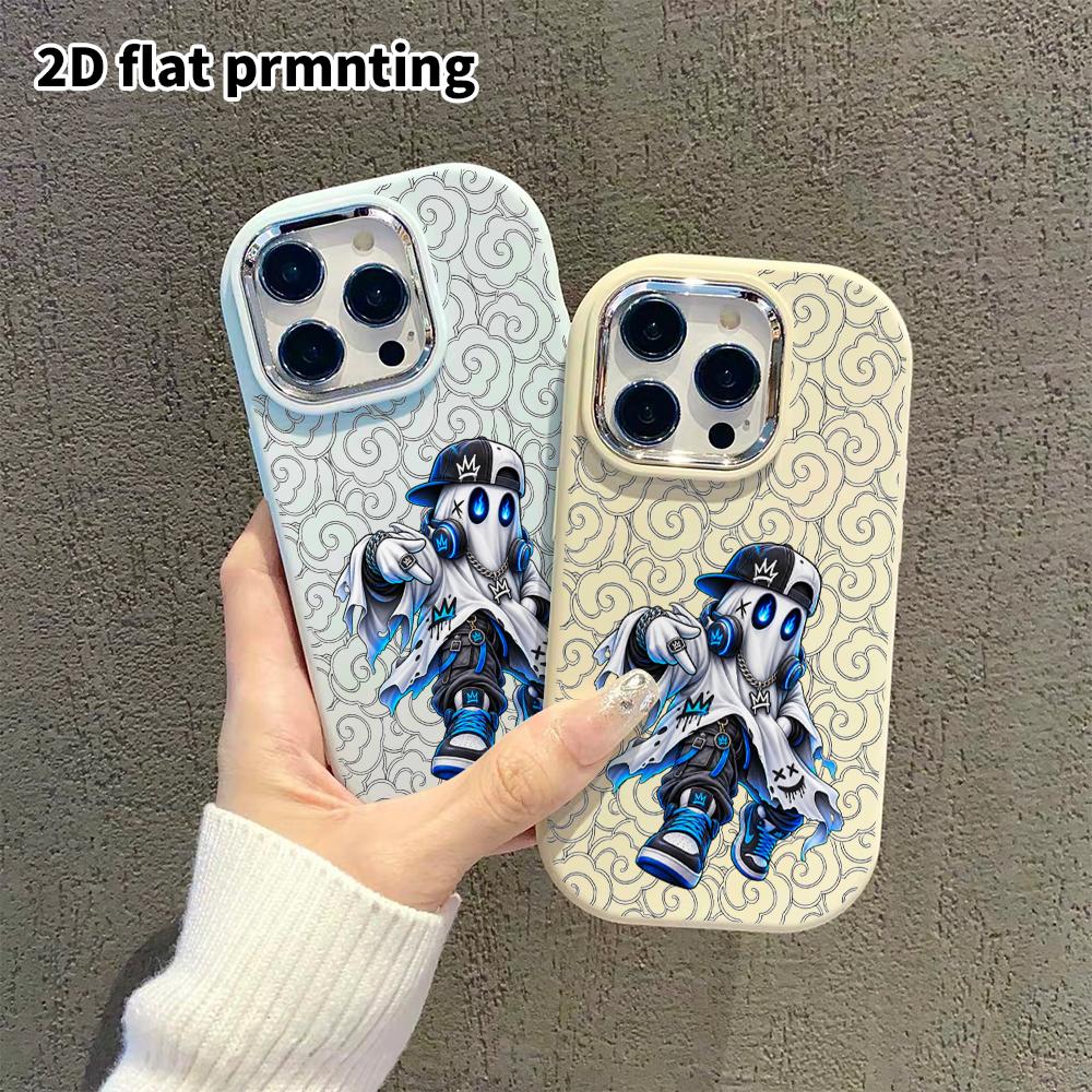 Phone Case: 2D Flat Design Suitable for iPhone 18 17 16 15 14 13 Pro Protective Case, Couple Style, Hip-hop Ghost, Christmas and Halloween Gifts