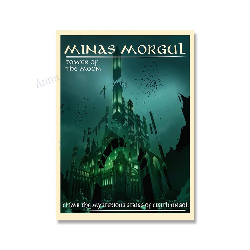 Canvas Painting Nordic Vintage Travel Poster and Prints Tolkien Middle Earth Landscape LOTR Art Wall Pictures Living Room Decor No Frame