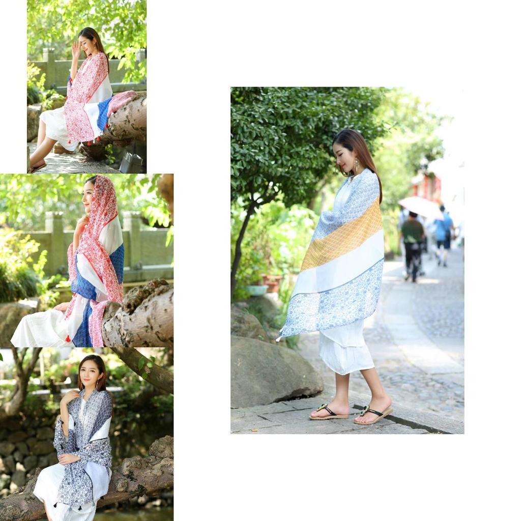 Ethnic Style Shawl For Women Lightweight Summer Scarf With Print Design For Travel And Beach