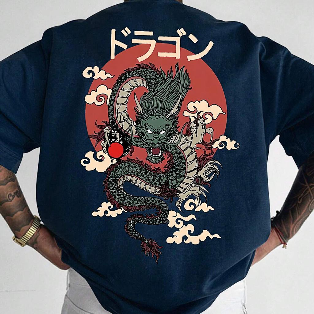 Anime Dragon Ball Mens Tshirt Summer Short Sleeve Tops Cotton Fashionable Casual Loose Japanese Pattern Printed Round Neck Top