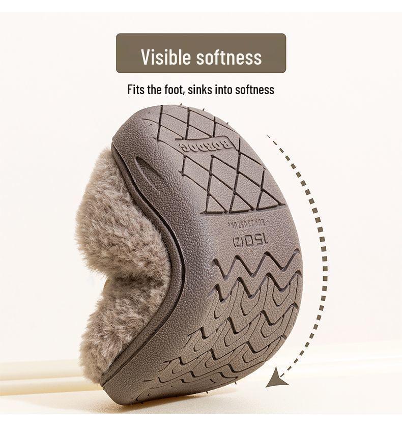 Bobodou Boys' Non-Slip Winter Indoor Cotton Shoes with Heel Cover & Fur Lining