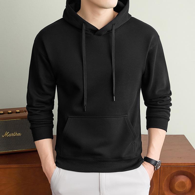 Autumn/Winter Fashion Trend Solid Color Hooded Pullover Sweatshirt with Patch Pocket and Custom Logo.