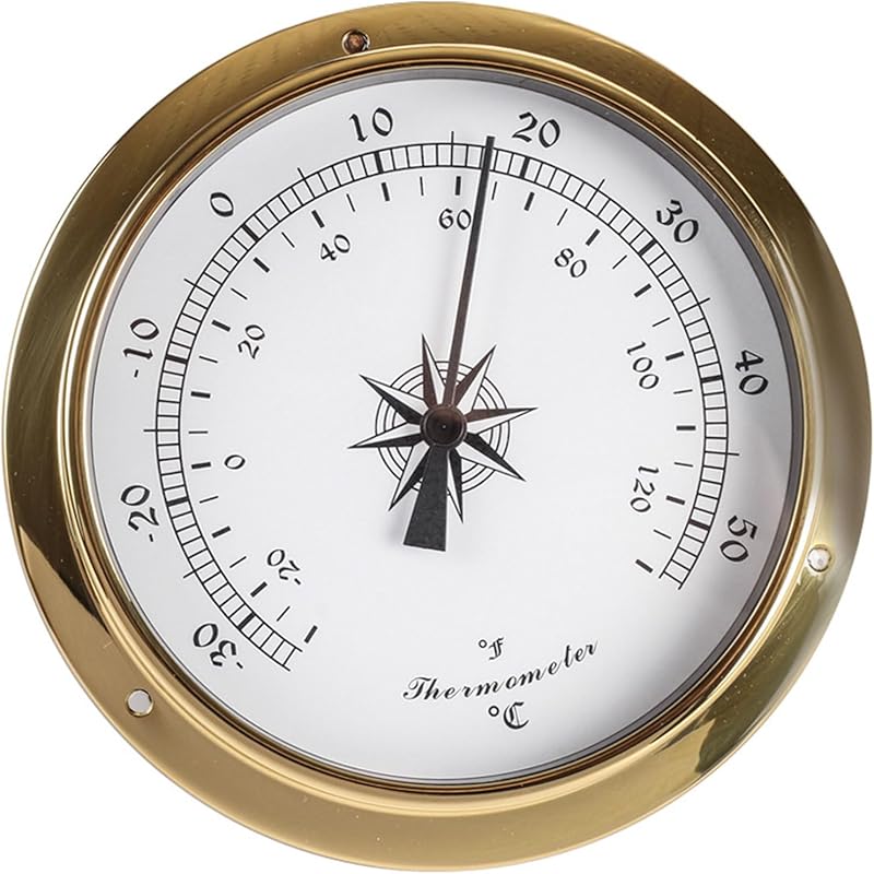 

4.5In Brass Nautical Tide Clock Wall Clock, Barometer, Thermometer, Hygrometer, Thermohygrometer, Traditional Weather Station High Precision for Thermometer