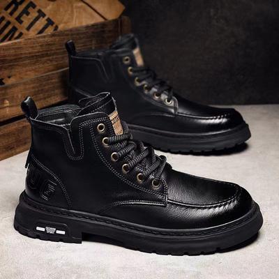 Herren Leder Freizeit Kurzstiefel Modische Outdoor Herren Motorradstiefel Chelsea Boots