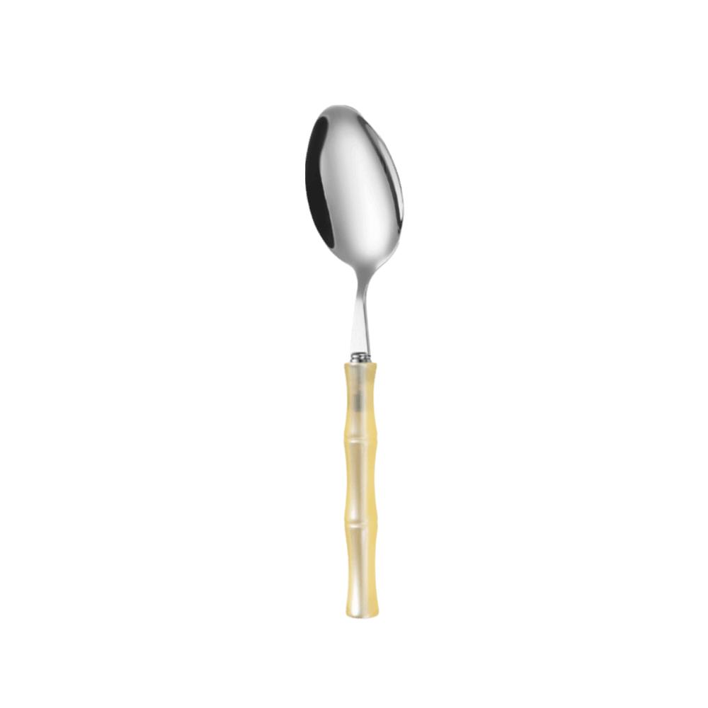 Acrylic Handle Western Dinnerware Flatware 304 Stainless Steel Bamboo Handle Cutlery  Home Kitchen Table spoon Yellow