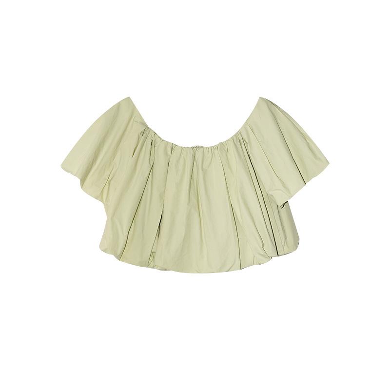 Summer French Chic Bubble Sleeve Off-the-shoulder Shirt Women's Short Sweet Age Reduction S