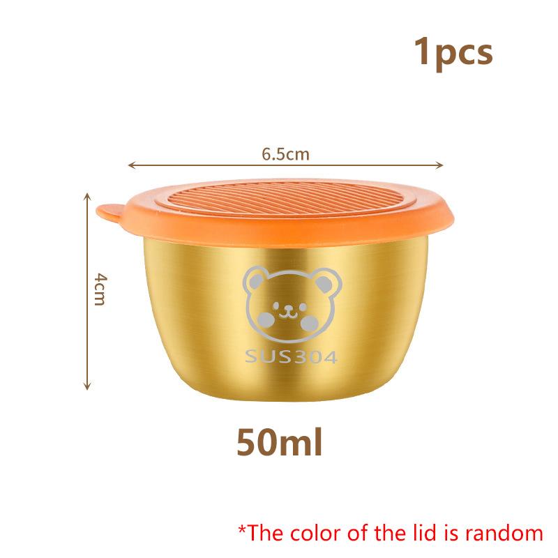 

304 Stainless Steel Sauce Seasoning Container 50/60Ml Sauce Cup Silicone Cover Leak-Proof Salad Dipping Dish Small Storage Box