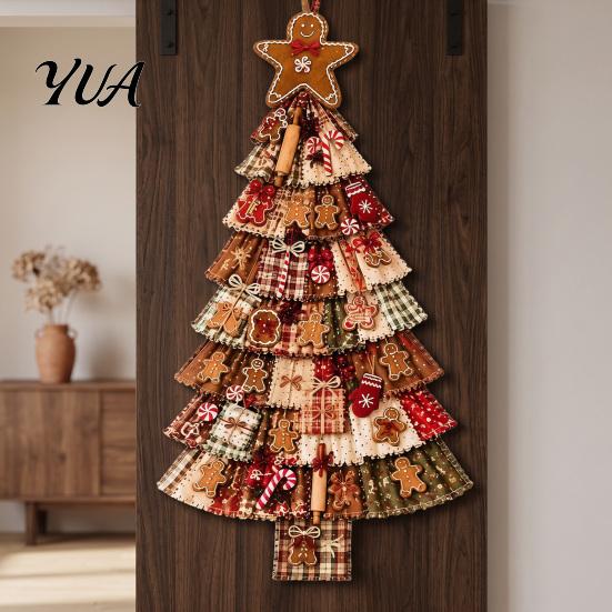 Garten- und Meeresdeko für das ganze Jahr, Weihnachtlicher handgefertigter Türhänger-Bausatz, Patchwork-Baumdekoration, DIY-Näh-Set, Übergroßes Silhouette-Ornament