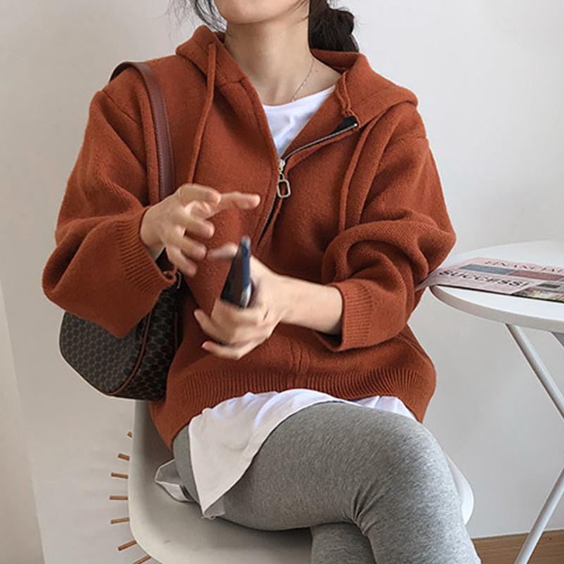 Вязаный кардиган с капюшоном на молнии — фото 15