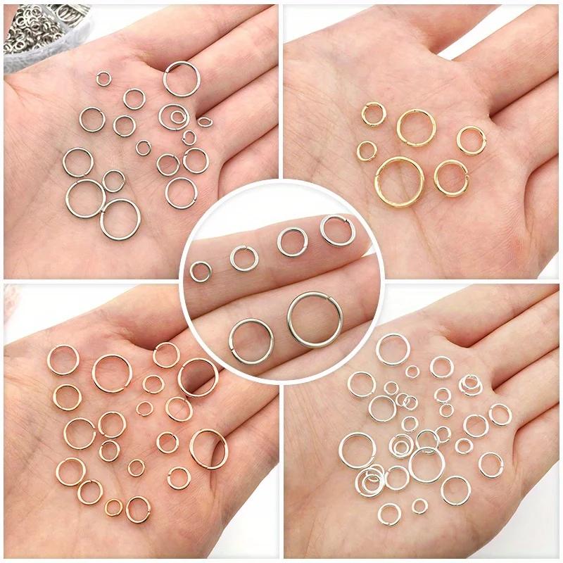 970Pcs DIY Jewelry Earring Accessories 4/5/6/7/8/10mm Single Loop Hanging Ring Ornament Open Ring Earring Chain Material Boxed