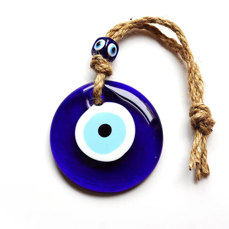 Poutavá modrá turecká skleněná závěsná dekorace, Velký amulet proti uhranutí pro domácnost, auto a kancelář, Amulet pro štěstí, Dárek