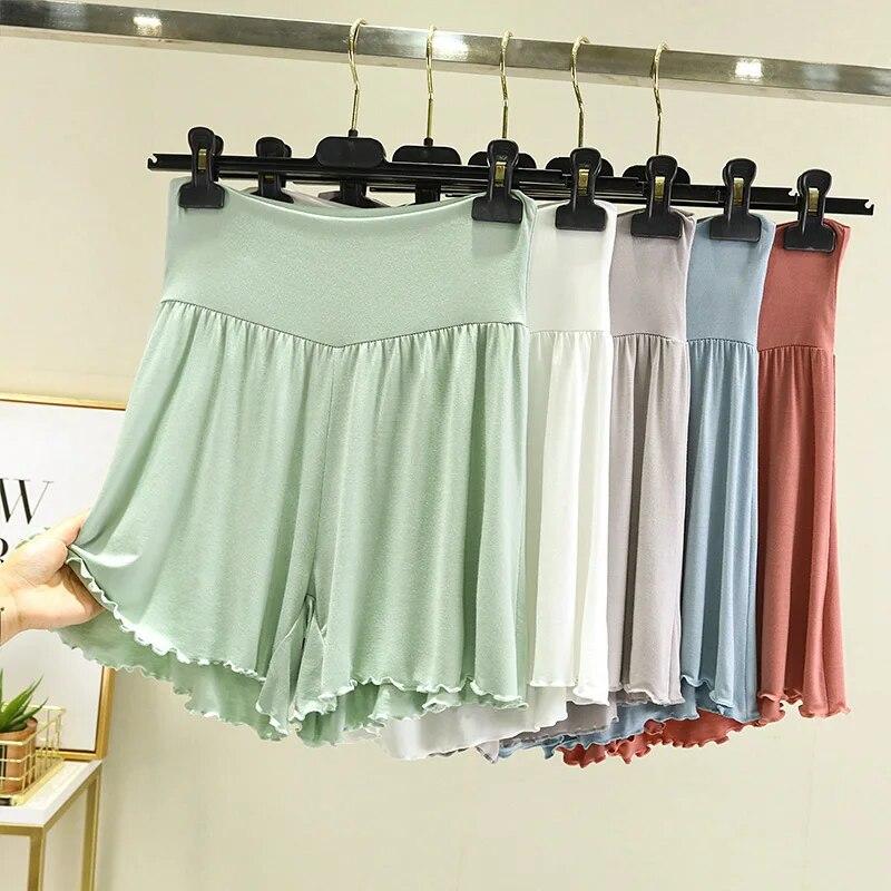 Pantaloncini Estivi Pantaloni da Notte Donna Tinta Unita Casual Pantaloni da Notte Corti Larghi da Casa Pantaloni a Gamba Larga