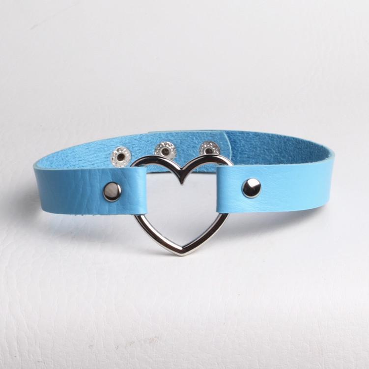 Harajuku Soft Girl Punk Style PU Leather Heart Choker Necklace
