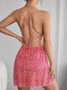 2025 Floral Lace-up Backless Spaghetti Strap Slimming Summer Vacation Dress