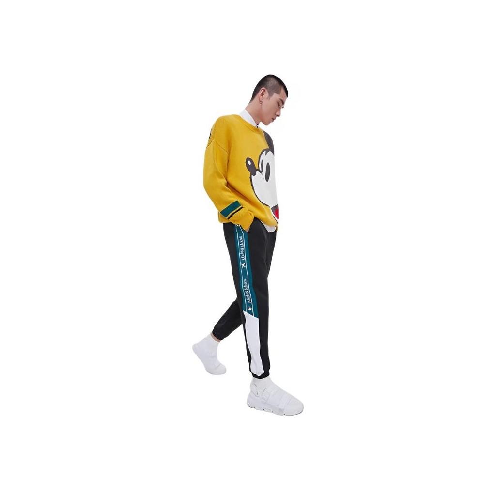 Li Ning X Disney Mickey Locker sitzender Rundhals-Pullover Herren Pullover Gelb AMBP005-2