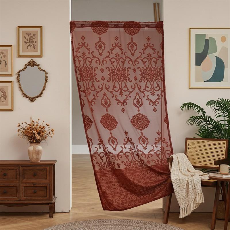 French Vintage Lace Door Curtain Bedroom Decor Sheer Privacy Screen No Drill Room Divider