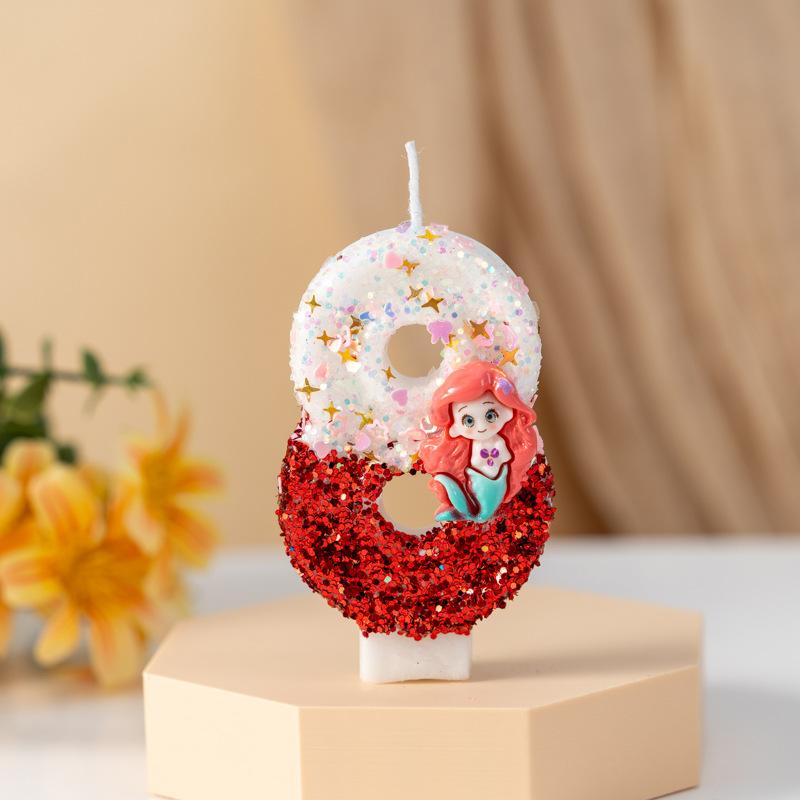 Creative Cartoon Mermaid Digital Birthday Candle Celebration Decoration