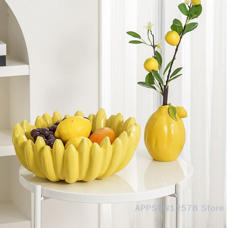 Banana Shaped Ceramic Fruit Bowl Table Plates Kitchen Dishes Tableware Luxury Serving Plates For Salad Snacks Home Decoration