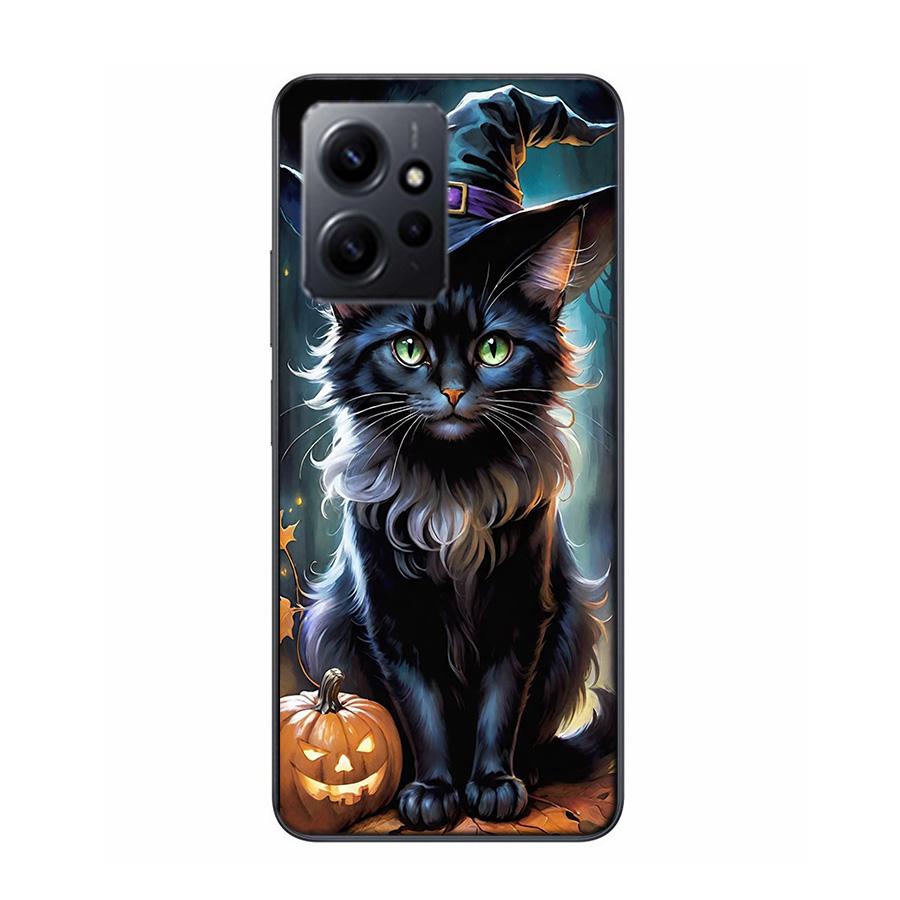 

Halloween Magic Cat Phone Case For Redmi 12 13C 12C 15C 9 10 10C Note 13 Pro Plus 14 15 Pro 9T 9C 9A TPU Soft Cover Clear Cell C Redmi Note 13 Pro 4G