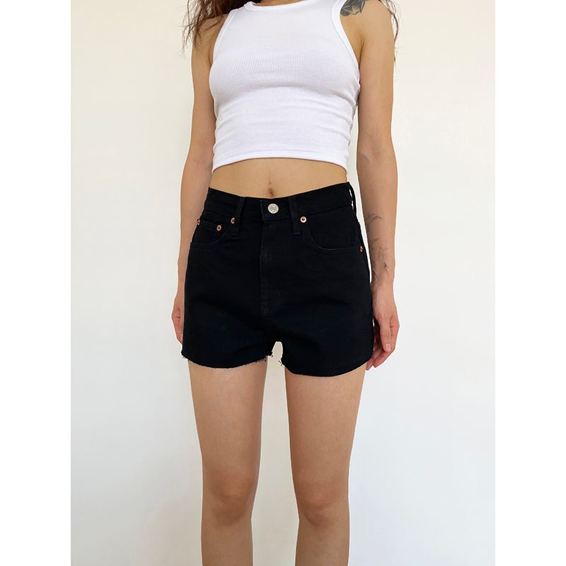

Swagal Street Retro High Waist Denim Shorts Black S