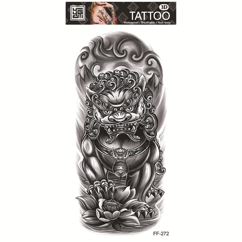 Adesivi per tatuaggi impermeabili Yuanhua - Totem con testa di lupo e disegni di testo arabo