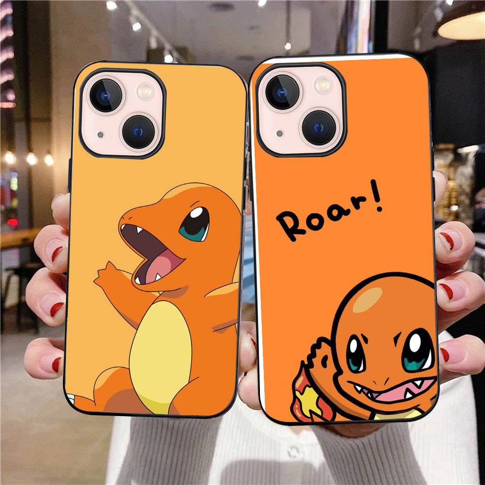 B-80 Husă Neagră Drăguță Charmander pentru Samsung S24 S23 S22 S21 S20 FE S10 Lite Ultra S7 S8 S9 Plus A05S A11 A12 A13 A15 A22 A24 A25 A32 A52 A71 5G