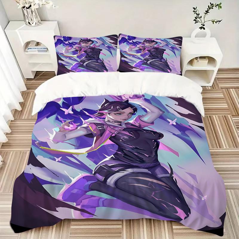3pcs Valorant Bedding Set-Perfect for Bedroom, Guest Room, Living Room, Hotels | Ideal Gift for Fans, Travelers, Daily Use | Festive Decorat