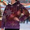 Women's Fashionable Casual Long-Sleeved Christmas Print Fleece-Lined Thick Hooded Sweatshirt