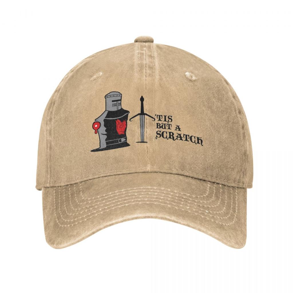 Vintage Tis But A Scratch Black Knight Monty Python Baseball Caps for Unisex Women Distressed Washed Sun Cap Travel Hats Cap