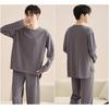 Nové pánské pyžamo Jaro Podzim Dlouhý rukáv Spací úbor Zima Bavlna Pulovr Jednobarevný Kulatý výstřih Ležérní Domácí oblek