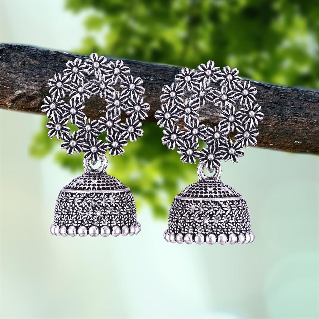 Earrings for Women Fashion Jhumka Oxidised Silver Earrings for Women Combo Chandbali Pearl Chandbali Stylish Jhumkas