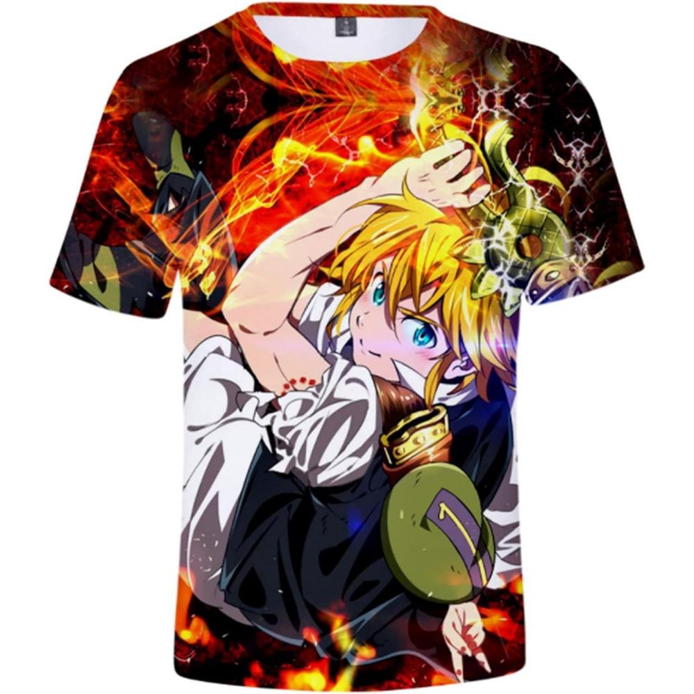 

Футболка аниме «Семь смертных грехов» с 3D-принтом, с коротким рукавом, для мужчин и женщин, с пуловером, футболка, топ XXS