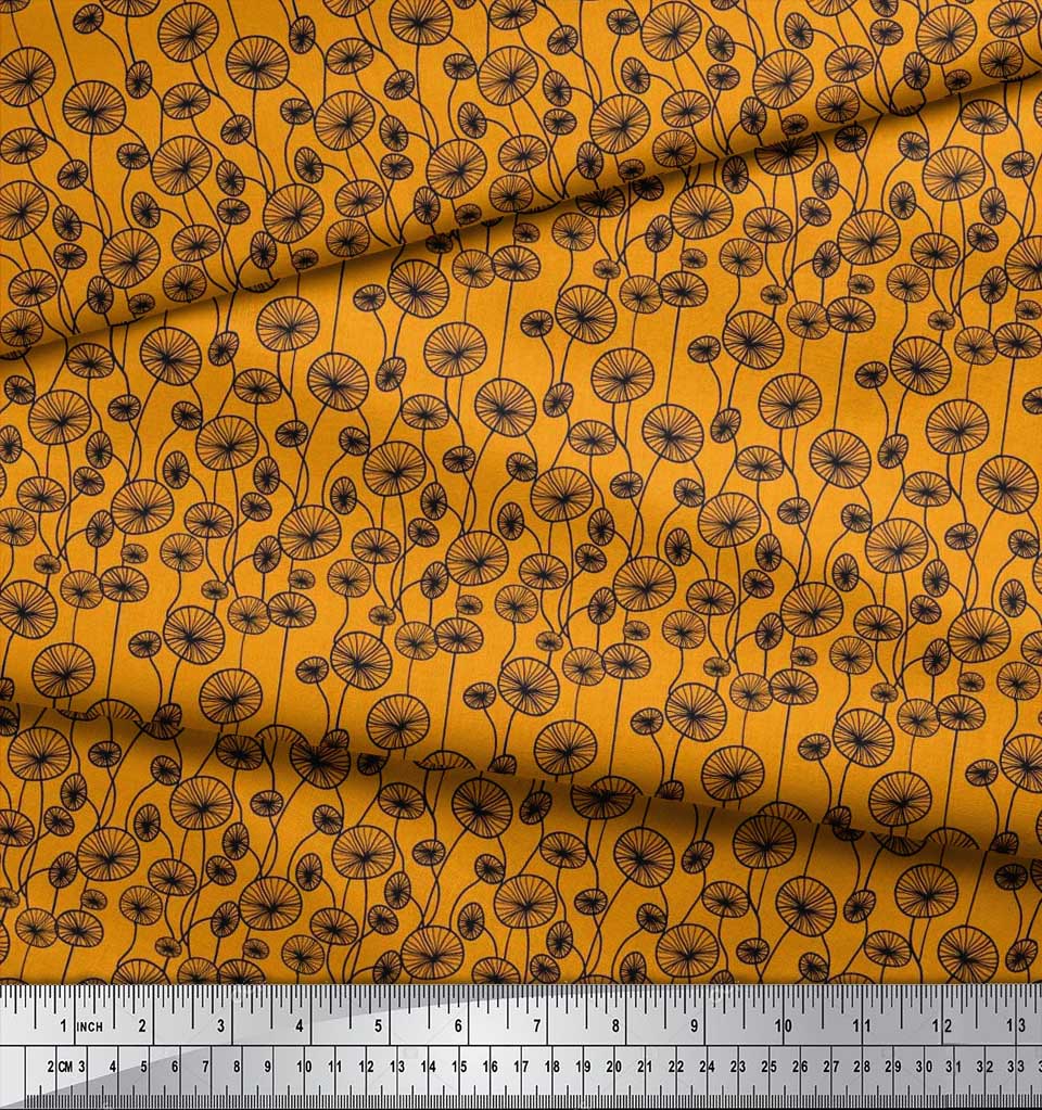 Soimoi Japan Crepe Satin Fabric Artistic Floral Decor Fabric Printed Metre 42 Inch