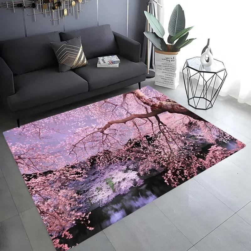 Cherry Blossom Landscape Pattern Floor Mat Door Front Decoration Home Living Room Floor Mat