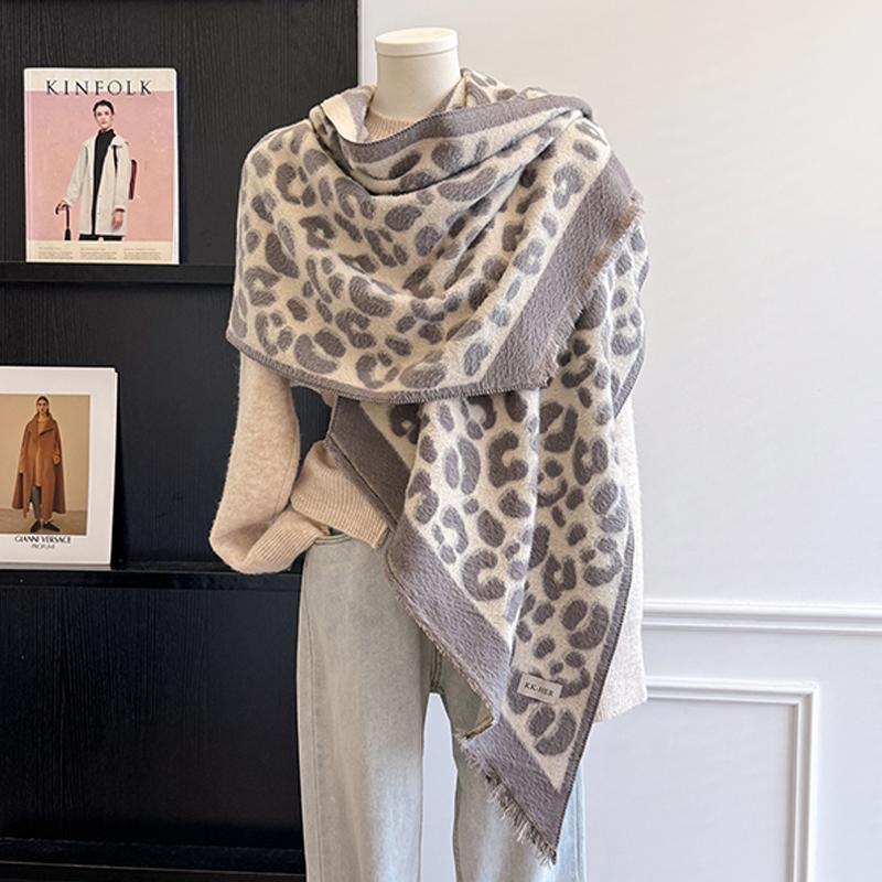 

Luxury Women S Cashmere Scarf - Winter Warm Tasseled Leopard Print Pashmina Shawl, Foulard & Poncho